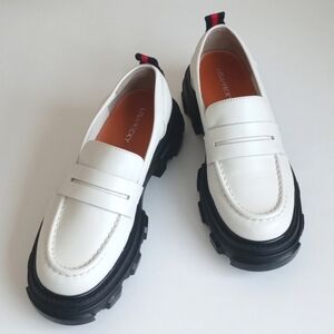 Lisa & Vicky Women’s Winter Creamy White Platform Thick Lug Sole Loafers 7.5